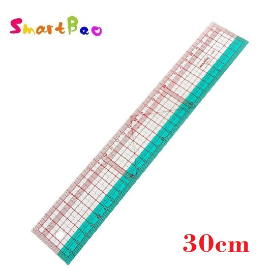 Garment Ruler – Professional Transparent Sewing & Pattern Making Tool with Red Grid and Green Partition