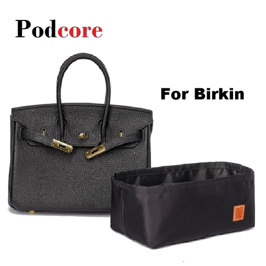 Clocore Fashion Satin Insert Bag for Birkin Handbag Size 25 30 35 Purse Organizer Insert & Tote Shaper Perfect Accessories for Your Bag