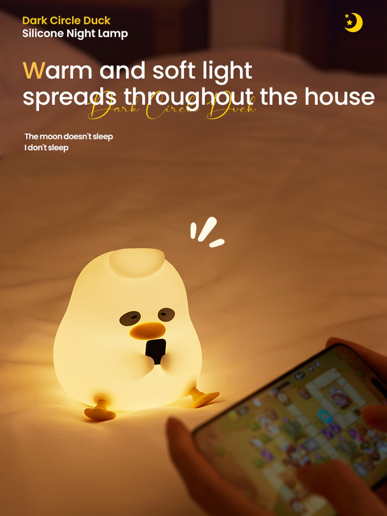 مصباح ليلي LED على شكل بطة من السيليكون - قابل لإعادة الشحن، مع إمكانية التحكم في الصنبور، ودرجة سطوع قابلة للتعديل، وعمر بطارية طويل، ومصنوع من مادة السيليكون الناعمة