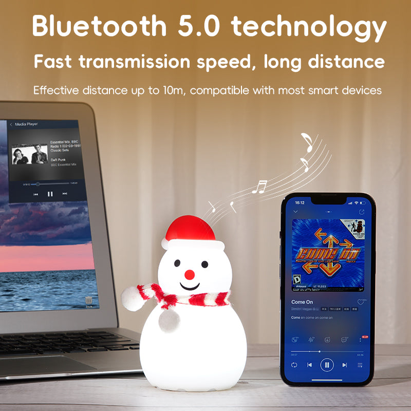 مصباح ليلي لطيف على شكل رجل ثلج لعيد الميلاد - مصباح لمس قابل لإعادة الشحن عبر USB، هدية جو متغير اللون مع سيليكون ناعم، سطوع قابل للتعديل، مؤقت لمدة 30 دقيقة