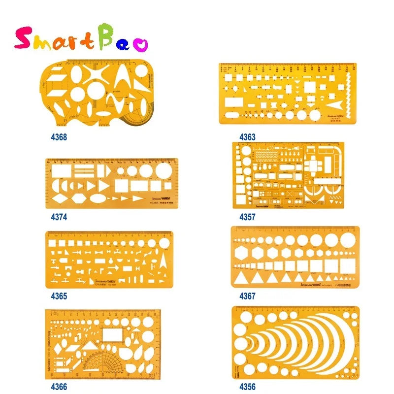 Clocore Plastic Drawing Template Ruler Kit Building Geometric Drawing Ruler for Drafting Illustrations Architecture Wholesale