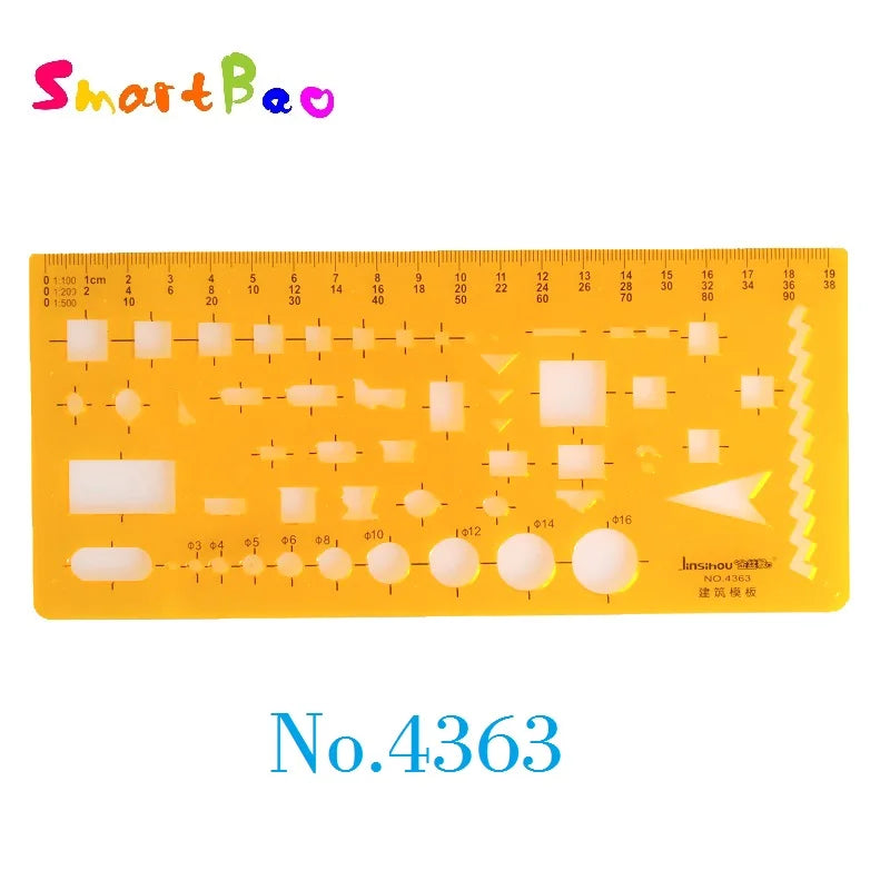 Clocore Plastic Drawing Template Ruler Kit Building Geometric Drawing Ruler for Drafting Illustrations Architecture Wholesale