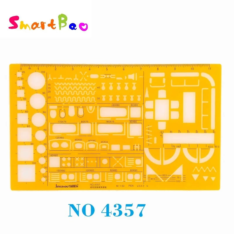 Clocore Plastic Drawing Template Ruler Kit Building Geometric Drawing Ruler for Drafting Illustrations Architecture Wholesale