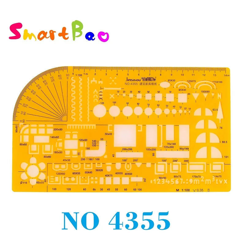 Clocore Plastic Drawing Template Ruler Kit Building Geometric Drawing Ruler for Drafting Illustrations Architecture Wholesale