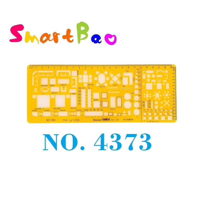 Clocore Plastic Drawing Template Ruler Kit Building Geometric Drawing Ruler for Drafting Illustrations Architecture Wholesale