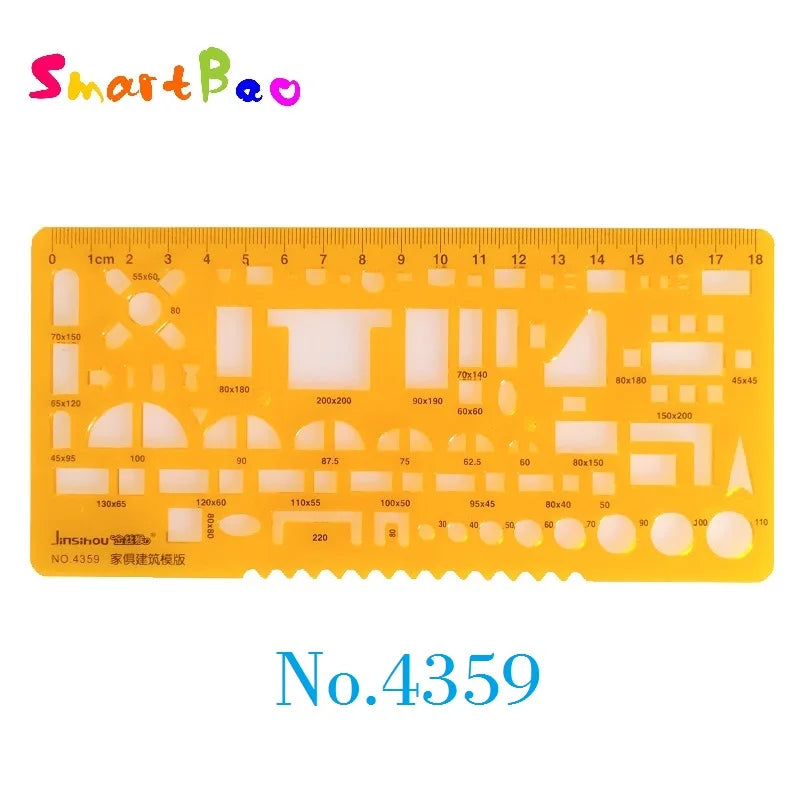 Clocore Plastic Drawing Template Ruler Kit Building Geometric Drawing Ruler for Drafting Illustrations Architecture Wholesale