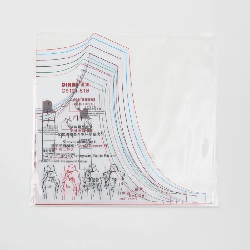 Clocore Plastic Type B of Sleeveless Cheongsam, Sleeve Transformation Prototype Template. CS101-S1B