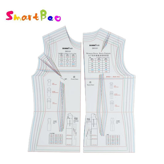 Professional Dressmaking Ruler for Creating Basic Dress Pattern Templates – Essential Tool for Dress Design and Sewing DR101