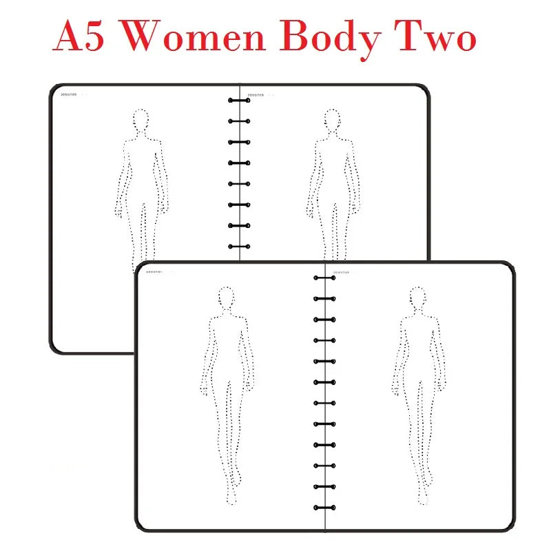 Clocore A5 Women Fashion Design Sketchbook Human Body Template A4 Men Sketch Style Renderings Clothing Designer Tools 50 sheet paper(120g)