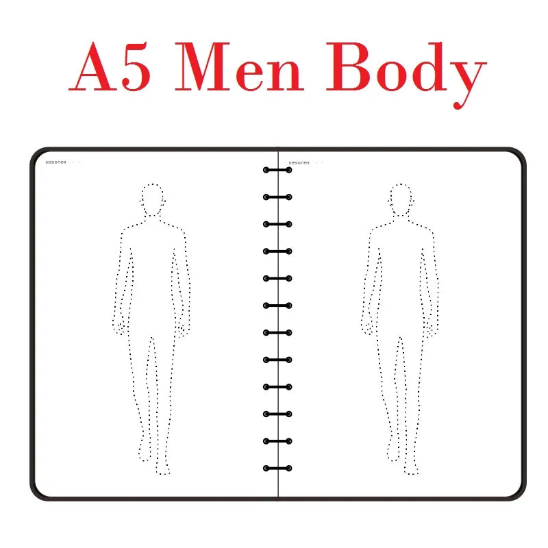 Clocore A5 Women Fashion Design Sketchbook Human Body Template A4 Men Sketch Style Renderings Clothing Designer Tools 50 sheet paper(120g)
