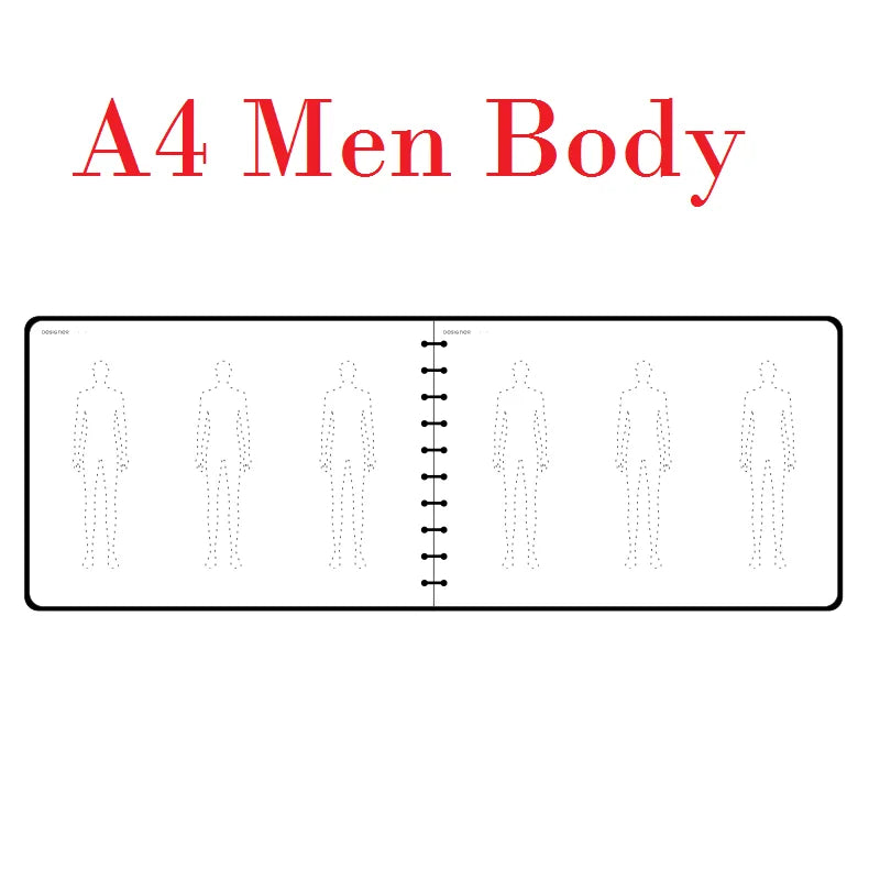 Clocore A5 Women Fashion Design Sketchbook Human Body Template A4 Men Sketch Style Renderings Clothing Designer Tools 50 sheet paper(120g)