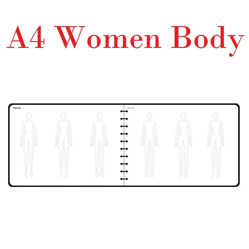 Clocore A5 Women Fashion Design Sketchbook Human Body Template A4 Men Sketch Style Renderings Clothing Designer Tools 50 sheet paper(120g)