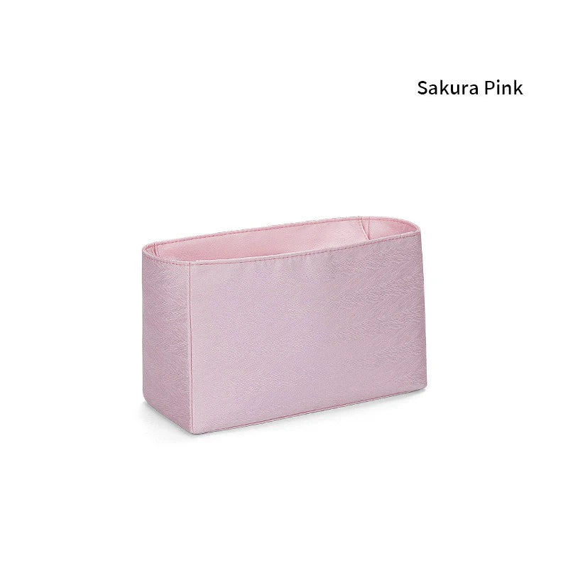 Premium Insert Organizer - Luxury Twill Satin Makeup Pouch & Storage Bag, Multi-Purpose Handbag Organizer with Structure Support & Lining Protector for Purse, Tote, Designer Bags