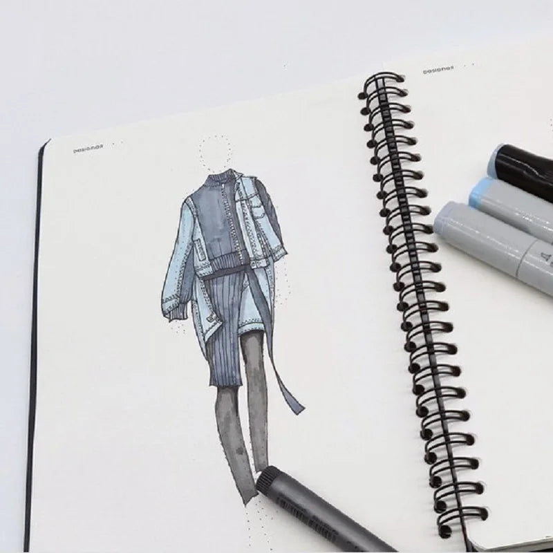 Clocore A5 Women Fashion Design Sketchbook Human Body Template A4 Men Sketch Style Renderings Clothing Designer Tools 50 sheet paper(120g)