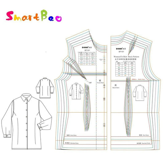 مسطرة قمصان نسائية احترافية من Clocore لإنشاء قوالب أنماط قمصان أساسية - أداة أساسية لتصميم القمصان والخياطة SF101
