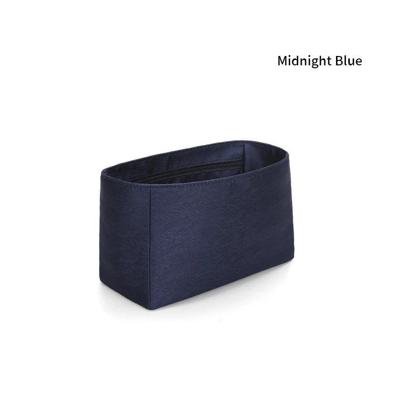 Premium Insert Organizer - Luxury Twill Satin Makeup Pouch & Storage Bag, Multi-Purpose Handbag Organizer with Structure Support & Lining Protector for Purse, Tote, Designer Bags