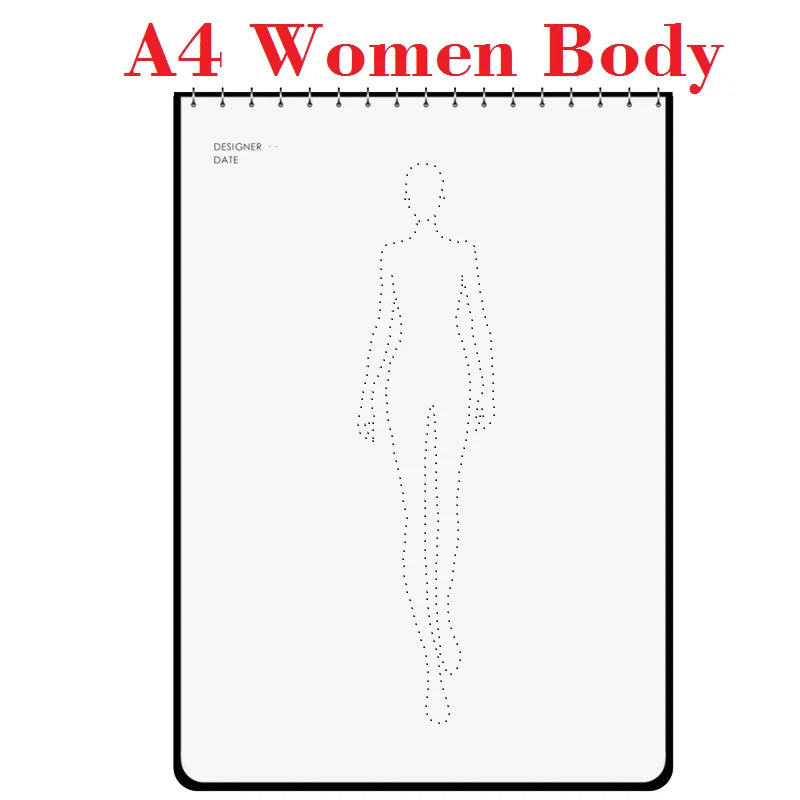 Clocore A5 Women Fashion Design Sketchbook Human Body Template A4 Men Sketch Style Renderings Clothing Designer Tools 50 sheet paper(120g)
