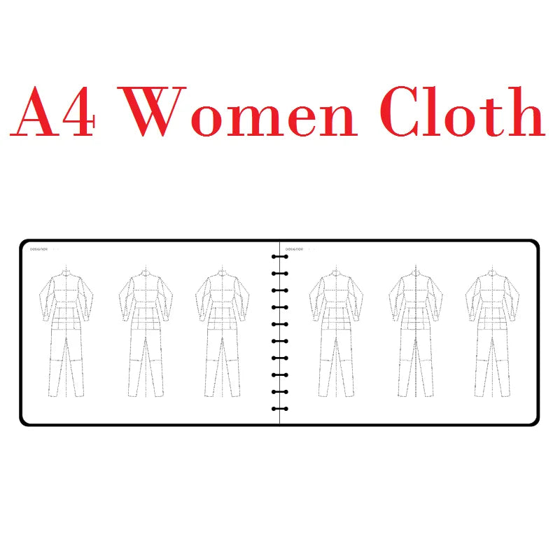 Clocore A5 Women Fashion Design Sketchbook Human Body Template A4 Men Sketch Style Renderings Clothing Designer Tools 50 sheet paper(120g)