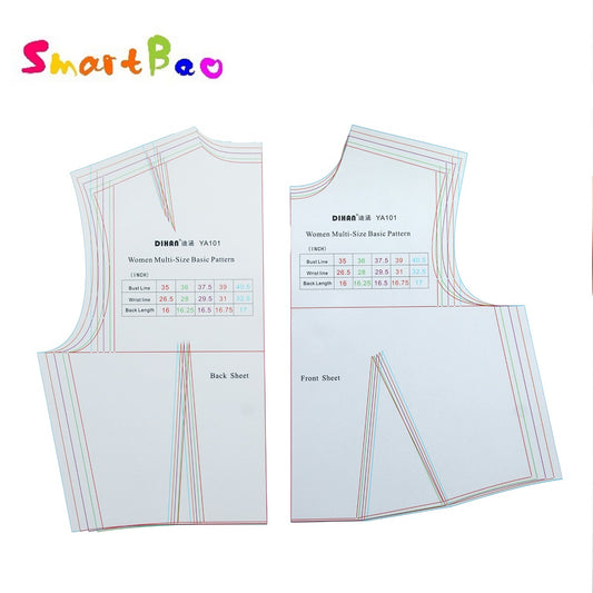 قوالب خياطة Clocore للمبتدئين، قالب تصميم ملابس نسائية، مسطرة - أداة خياطة بلاستيكية رفيعة وخفيفة الوزن (بوصة)