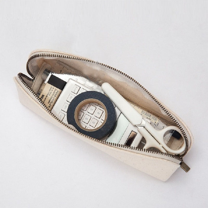 حقيبة أقلام قماشية بسحاب