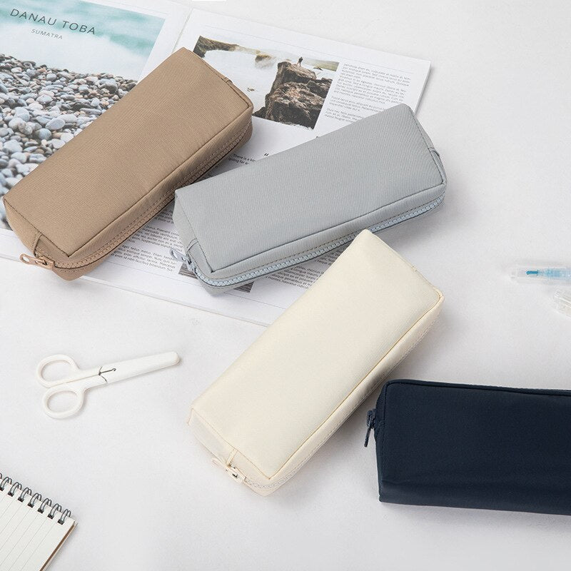 Podcore Flat Pencil Case for School for Girls Oxford Pencil Pouch