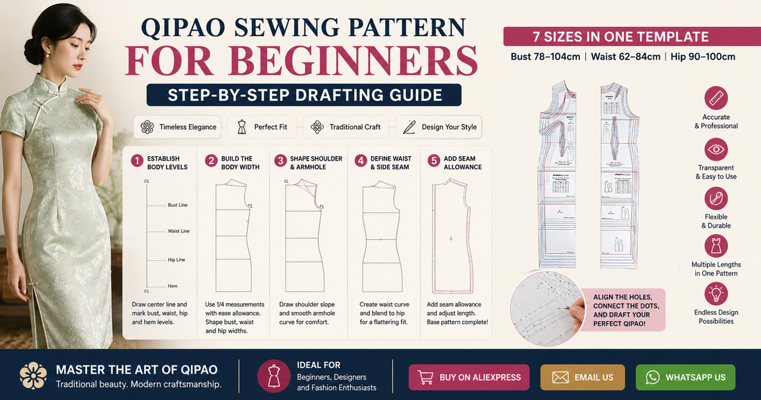 Qipao Sewing Pattern for Beginners: Step-by-Step Drafting Guide