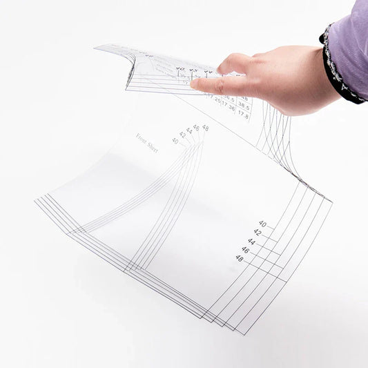 قالب رسم أنماط الخياطة للمقاسات الكبيرة YA101L - مسطرة أساسية لفستان نسائي بالحجم الكامل 1:1، أداة صنع أنماط متعددة المقاسات أمريكية (محيط الصدر من 40 إلى 48 بوصة)
