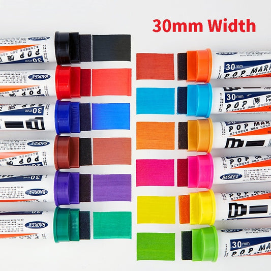 30mm Wide Tip POP Marker Pen – Refillable Oil-Based Poster Marker for Signs, Art & Advertising