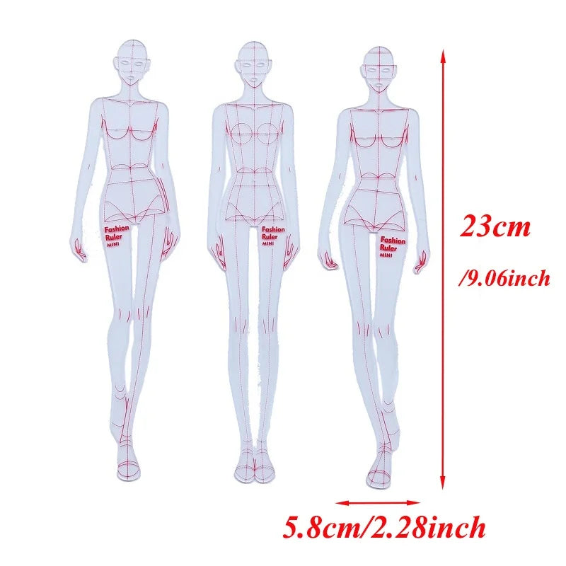 Clocore Fashion Illustration Ruler Template Used to Draw Fashion Models Template, Essential Tools for Fashion Designers