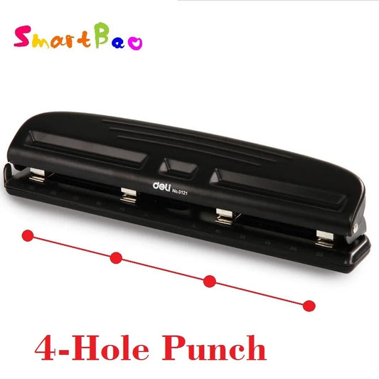4-Hole Adjustable Hole Punch with Mark Ruler | For A2/A3/A4 Paper | 10-Sheet Capacity | 6mm Holes