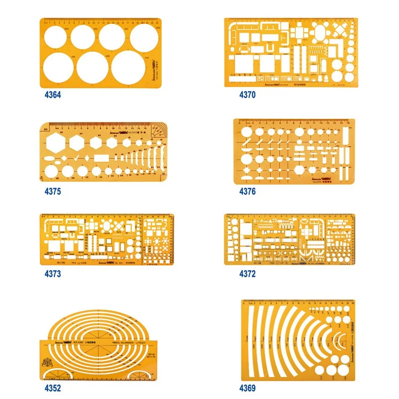Clocore Plastic Drawing Template Ruler Kit Building Geometric Drawing Ruler for Drafting Illustrations Architecture Wholesale