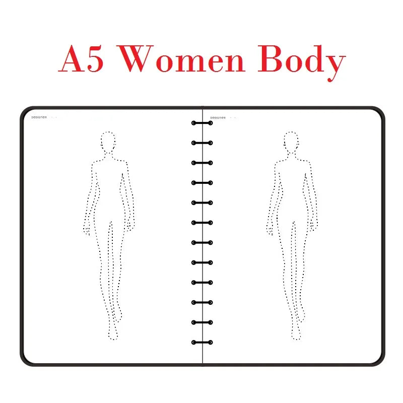 Clocore A5 Women Fashion Design Sketchbook Human Body Template A4 Men Sketch Style Renderings Clothing Designer Tools 50 sheet paper(120g)