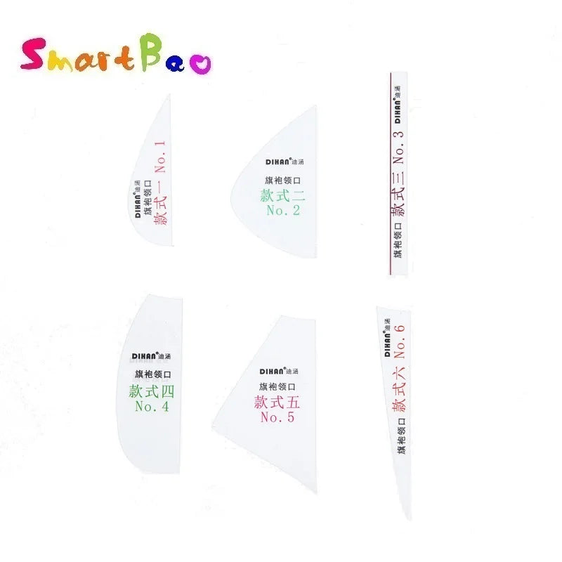 Cheongsam Collar Pattern Template Kit (6 Variations) – Universal Qipao Neckline Drafting Tool CS101-Neckline