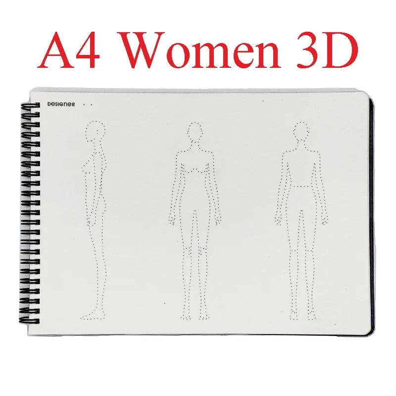 Clocore A5 Women Fashion Design Sketchbook Human Body Template A4 Men Sketch Style Renderings Clothing Designer Tools 50 sheet paper(120g)