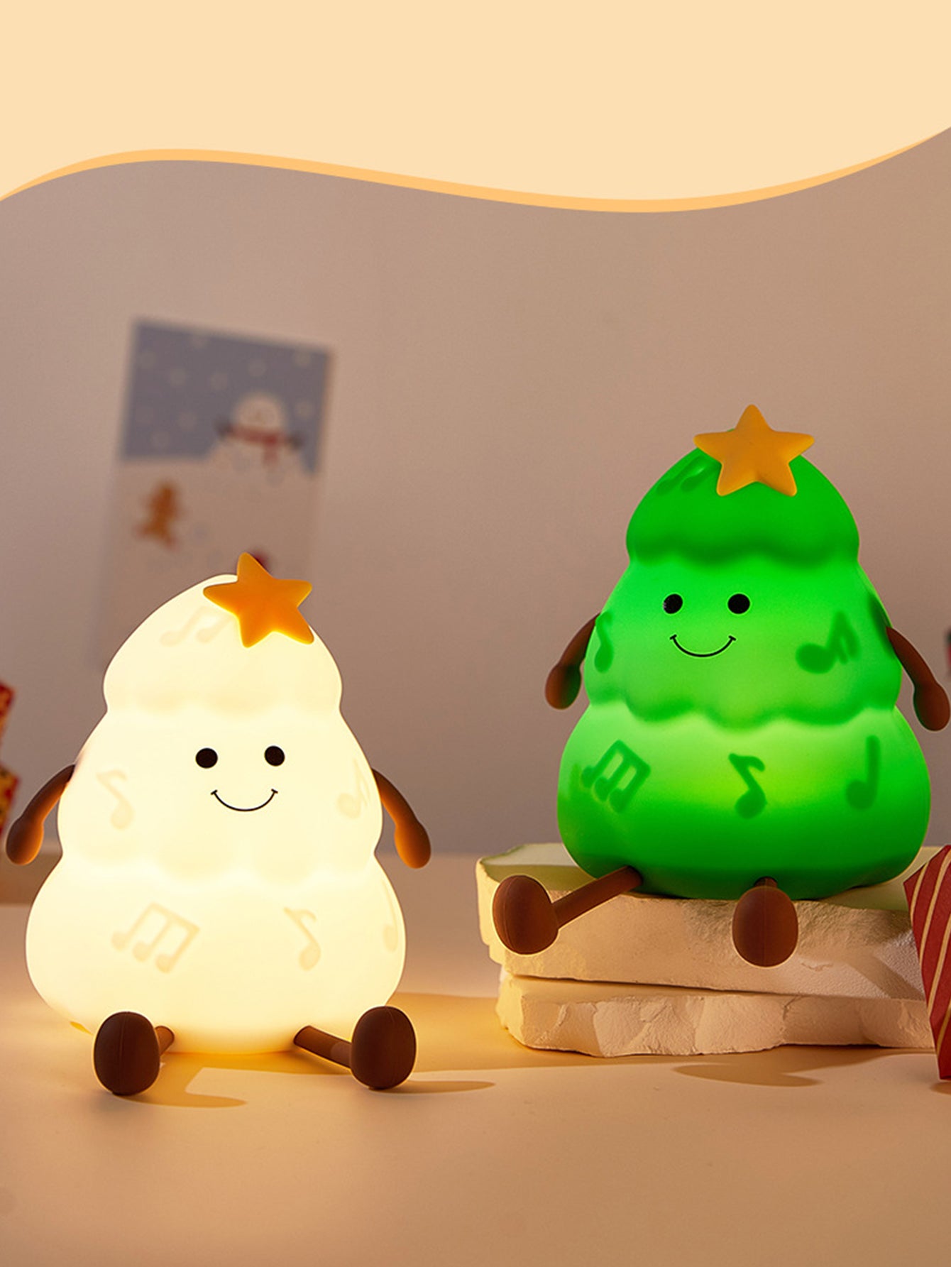 Night Light Silicone Christmas Tree with Phone Holder – 3-Level Dimmable Tap Lamp with Timer, Cute Bedside Silicone Light for Bedroom or Gift